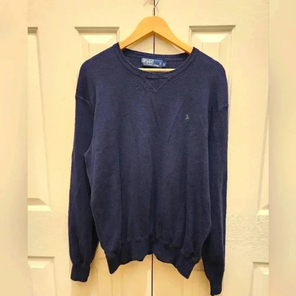 Vintage Polo by Ralph Lauren Men's Textured Cotton Crewneck Sweater-size L-EUC🐎